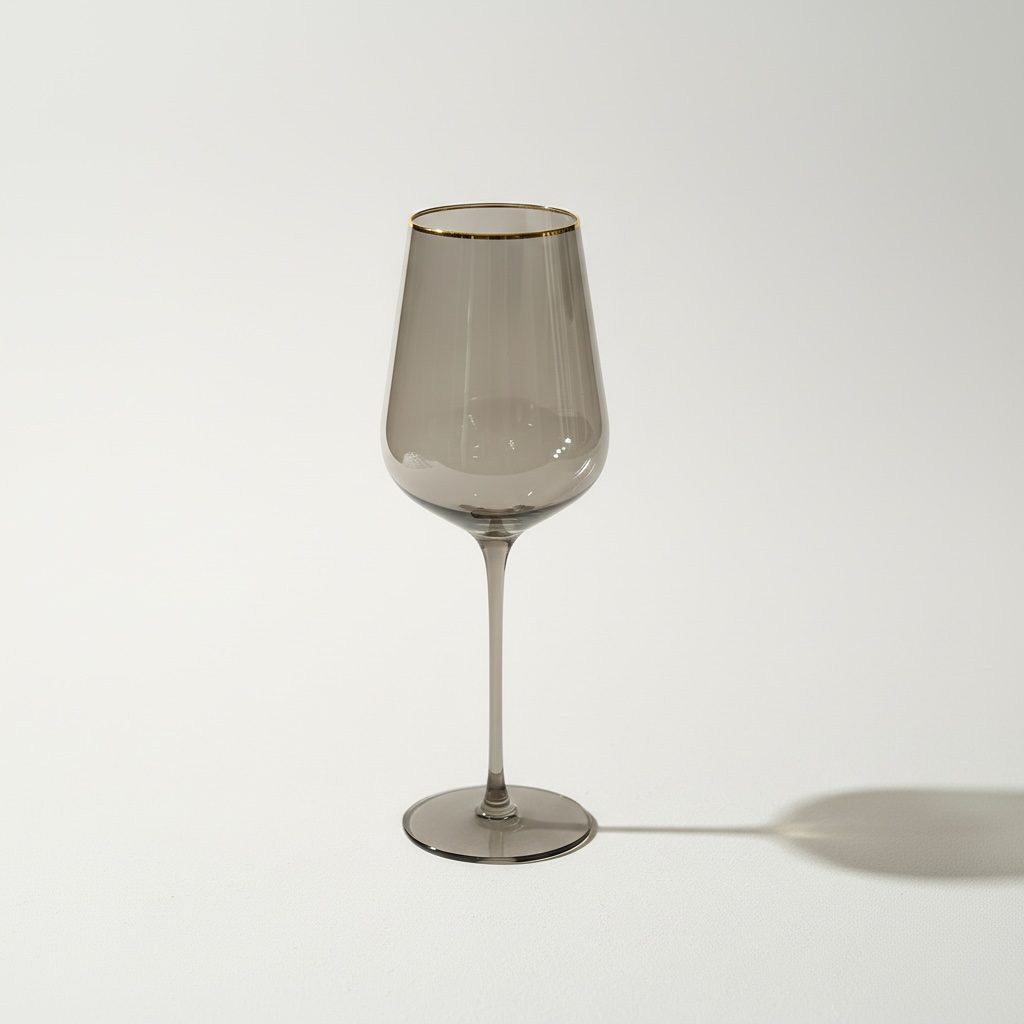 Weissweinglas smokey grey mit Goldrand