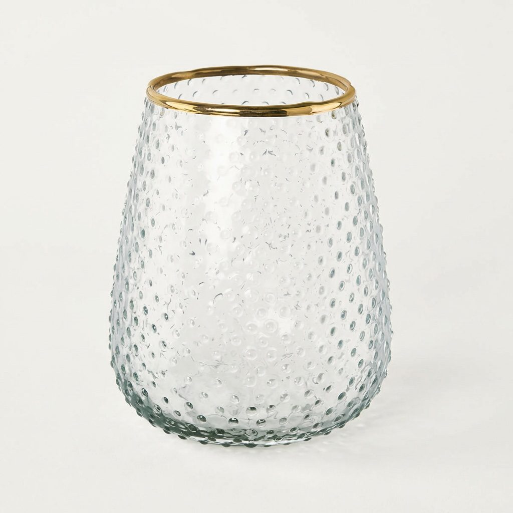 Windlicht mit Punktmuster & Goldrand, 13cm