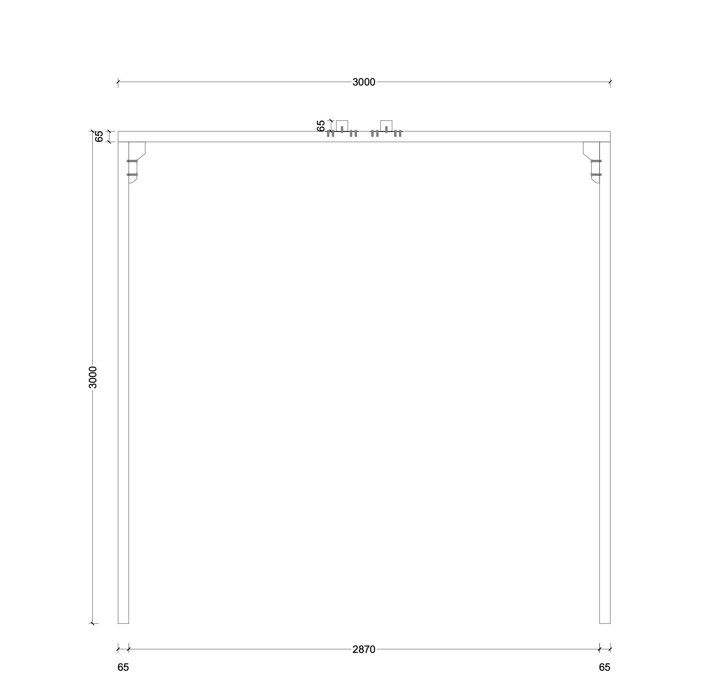 The Gestell weiß: Gerade Erweiterung inkl. Rahmen 300x300cm