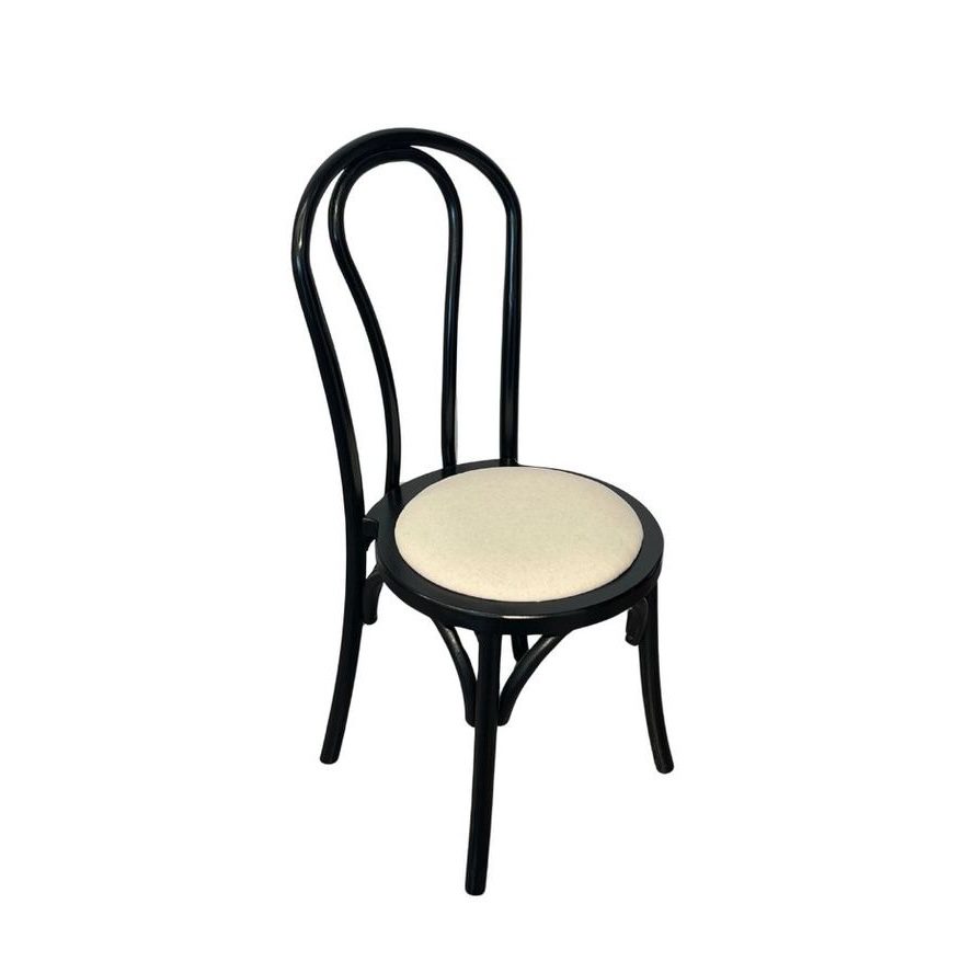 Bentwood Stuhl aus Holz schwarz mit gepolsterter Sitzfläche macchiato beige