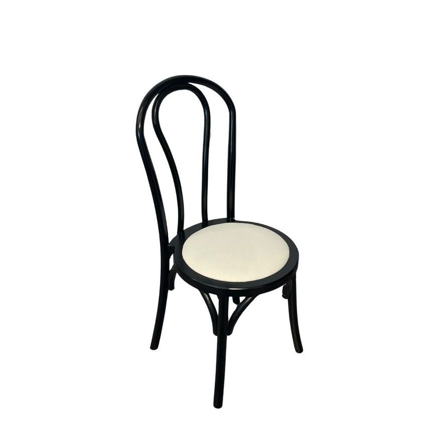 Bentwood Stuhl aus Holz schwarz mit gepolsterter Sitzfläche offwhite