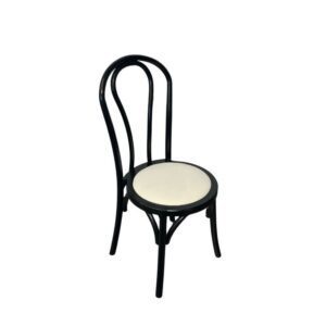Bentwood Stuhl aus Holz schwarz mit gepolsterter Sitzfläche offwhite