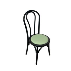 Bentwood Stuhl aus Holz schwarz mit gepolsterter Sitzfläche sage green