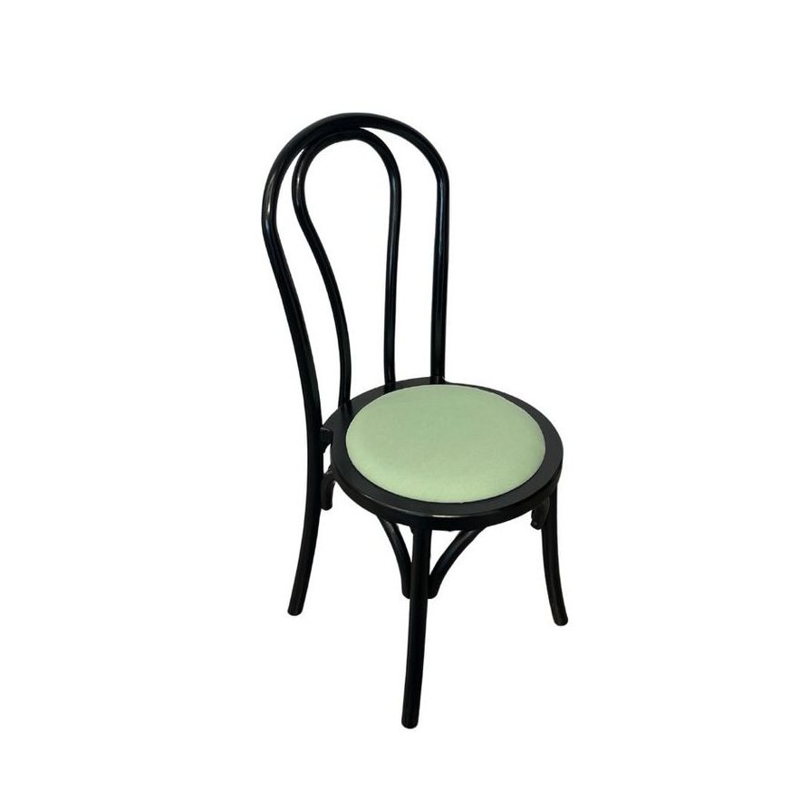 Bentwood Stuhl aus Holz schwarz mit gepolsterter Sitzfläche sage green