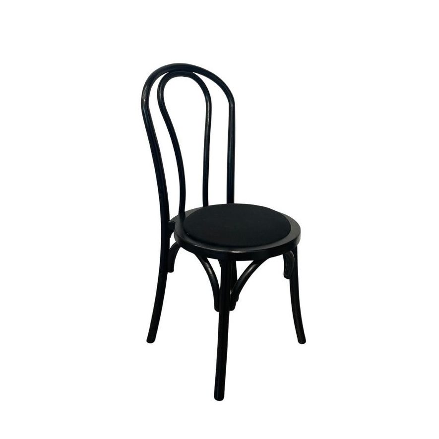 Bentwood Stuhl aus Holz schwarz mit gepolsterter Sitzfläche schwarz