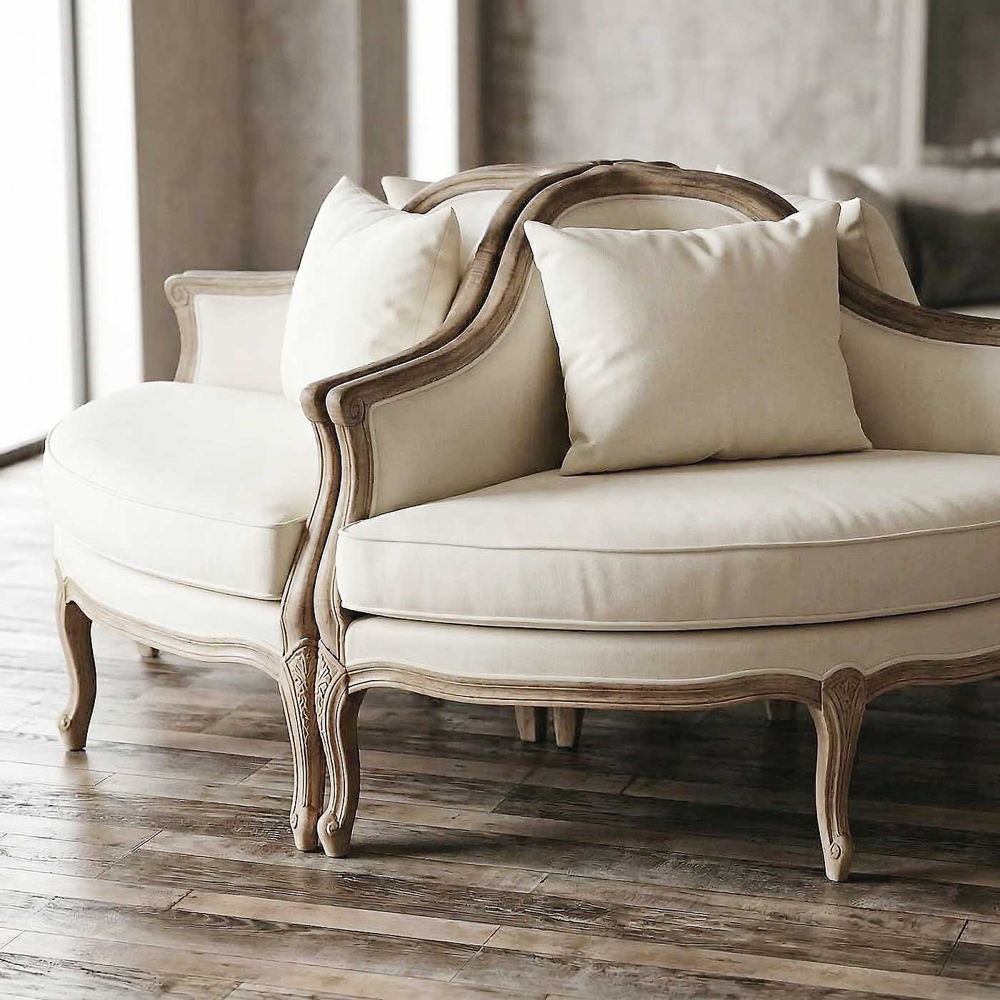 Louis Collection: 1/4 Sessel “Louis” washed look 110 x 80 x 90 cm