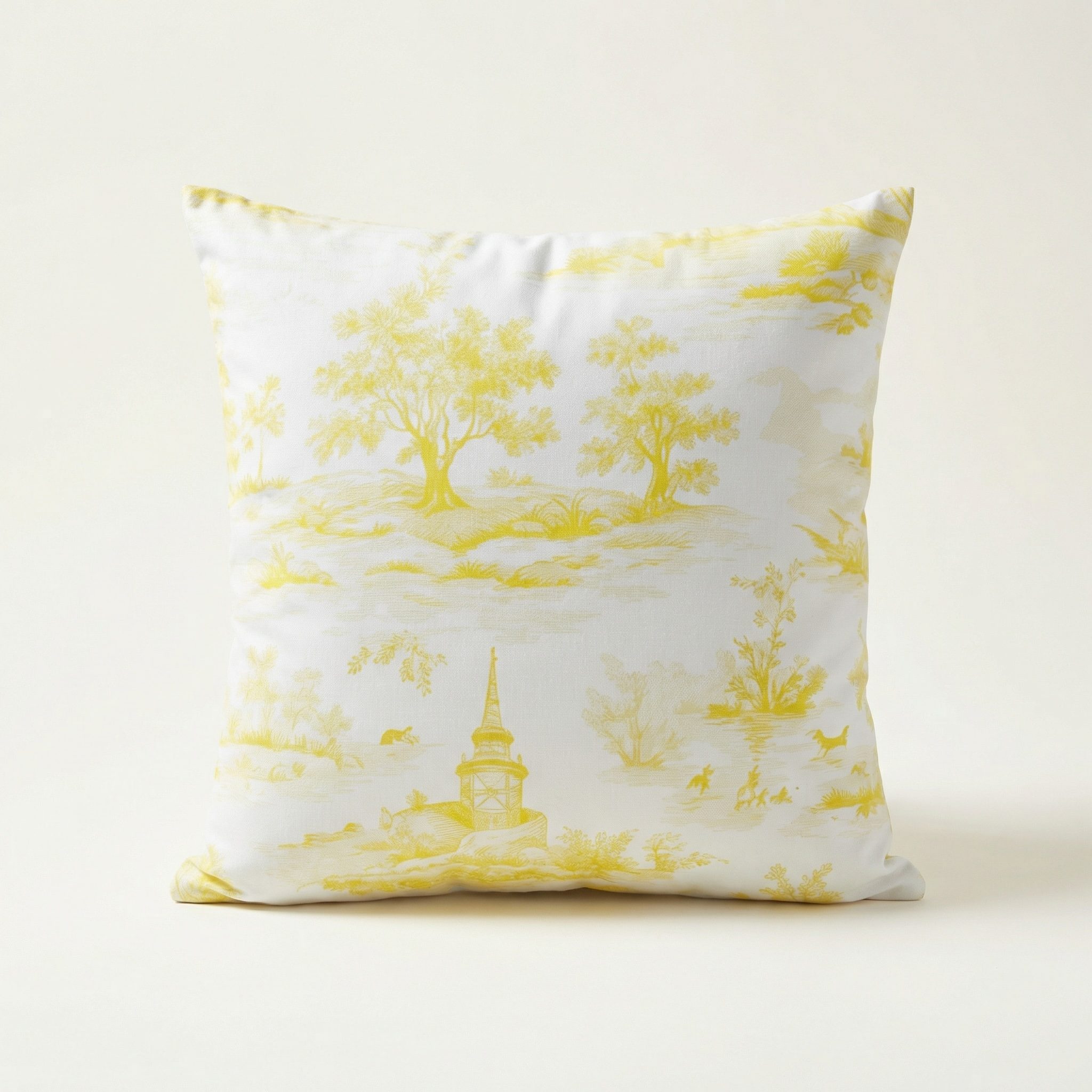 Kissenbezug toile de jouy gelb 50x50cm
