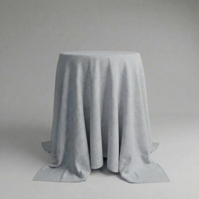 Round linen cocktail tablecloth in light steel blue for bar tables ⌀ 330cm