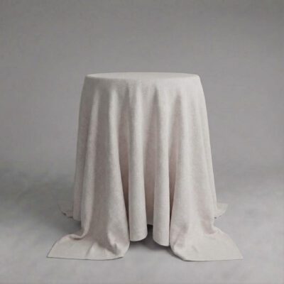 Round linen cocktail tablecloth in macchiato beige for bar tables ⌀ 330cm