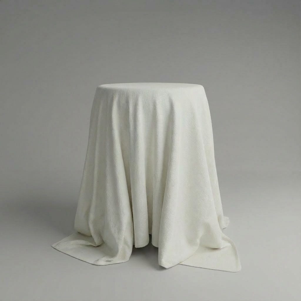 Runde Leinen Cocktailtischdecke in Offwhite / Milchweiß für Stehtische ⌀ 330cm