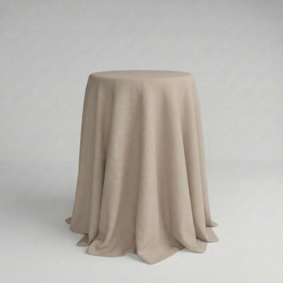 Round cocktail tablecloth in macadamia for bar tables | ⌀ 330 cm