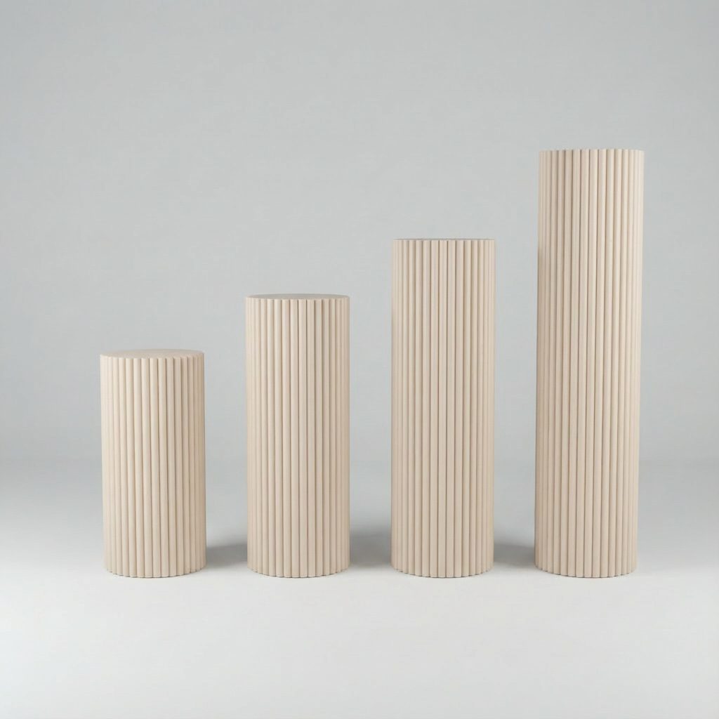 Säule rund geriffelt macchiato beige 4-Teilig