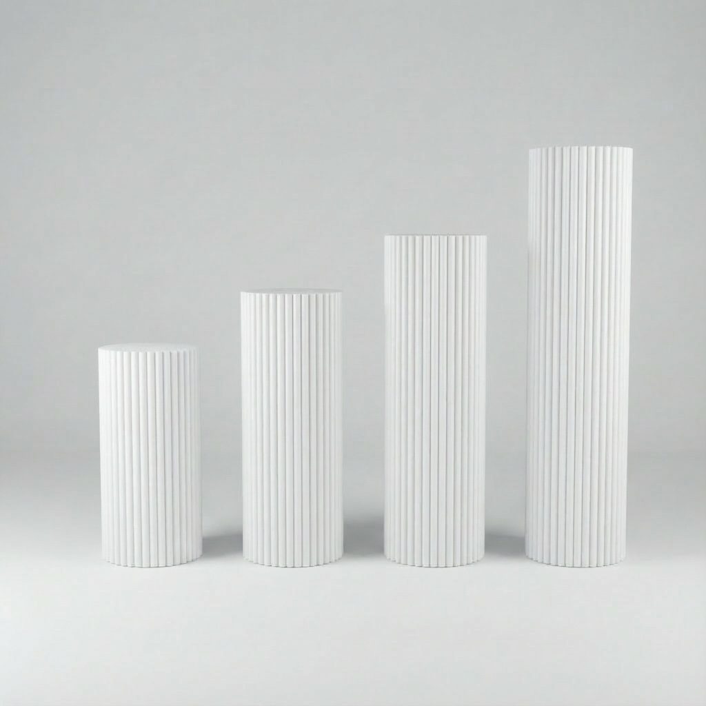 Säule rund geriffelt weiß 4-Teilig