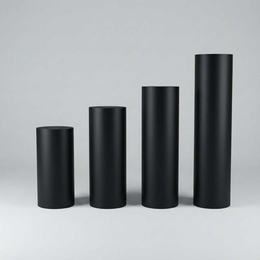 Säulen-Set rund schwarz 4-Teilig