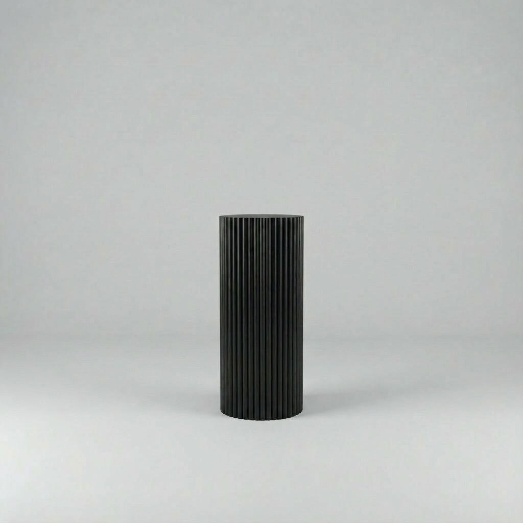 Säule rund geriffelt schwarz 100cm