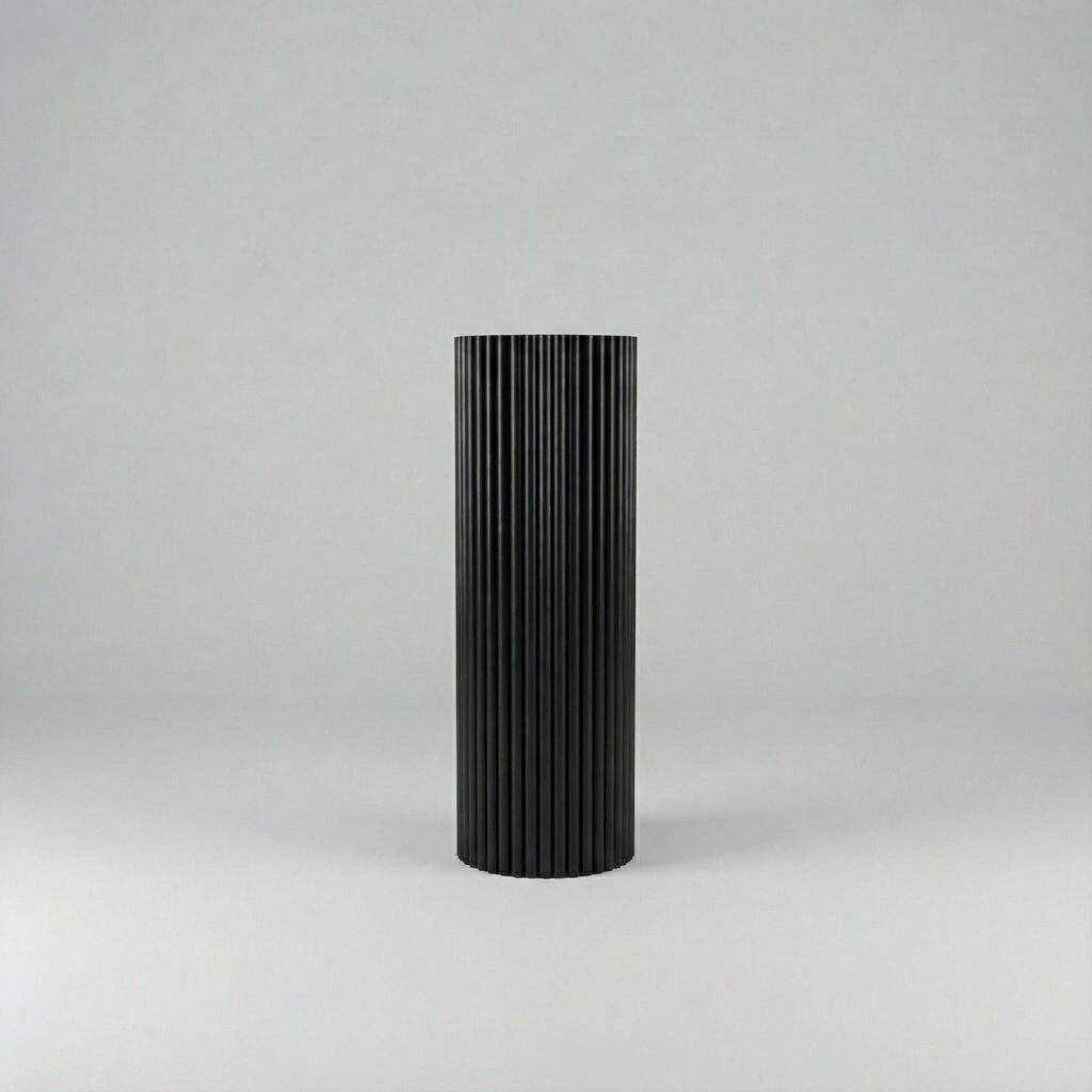 Säule rund geriffelt schwarz 120cm