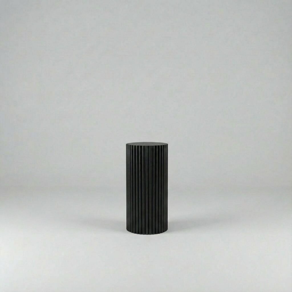 Säule rund geriffelt schwarz 80cm