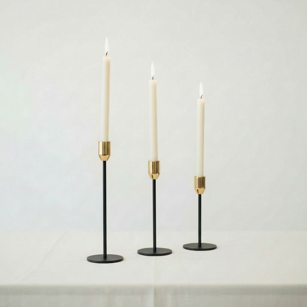 Kerzenständer “Modern Black & Gold” – 3er Set
